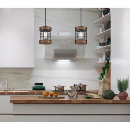 Westinghouse 61179 - Suspension sur câble LANGSTON, 1 x E27 (max. 60 W), 230 V, Ø 19 cm, finition barnwood