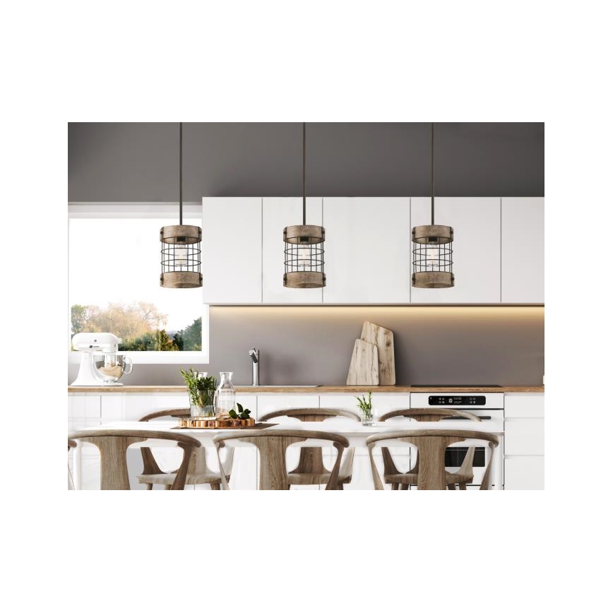 Westinghouse 61180 - Lampadario a sospensione con cavo LANGSTON 1xE27/60W/230V ø 19 cm pino