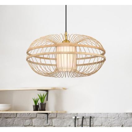 Westinghouse 61255 - Lampadario a sospensione con filo TULCEA 1xE27/60W/230V bambù
