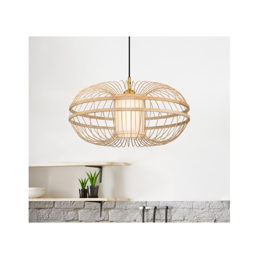 Westinghouse 61255 - Lampadario a sospensione con filo TULCEA 1xE27/60W/230V bambù