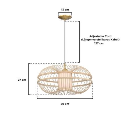 Westinghouse 61255 - Lampadario a sospensione con filo TULCEA 1xE27/60W/230V bambù