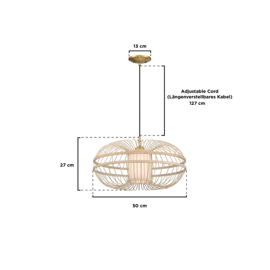 Westinghouse 61255 - Lampadario a sospensione con filo TULCEA 1xE27/60W/230V bambù