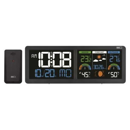 Wetterstation mit farbigem LCD-Display und Wecker 5V 3xAAA + 2xAA schwarz