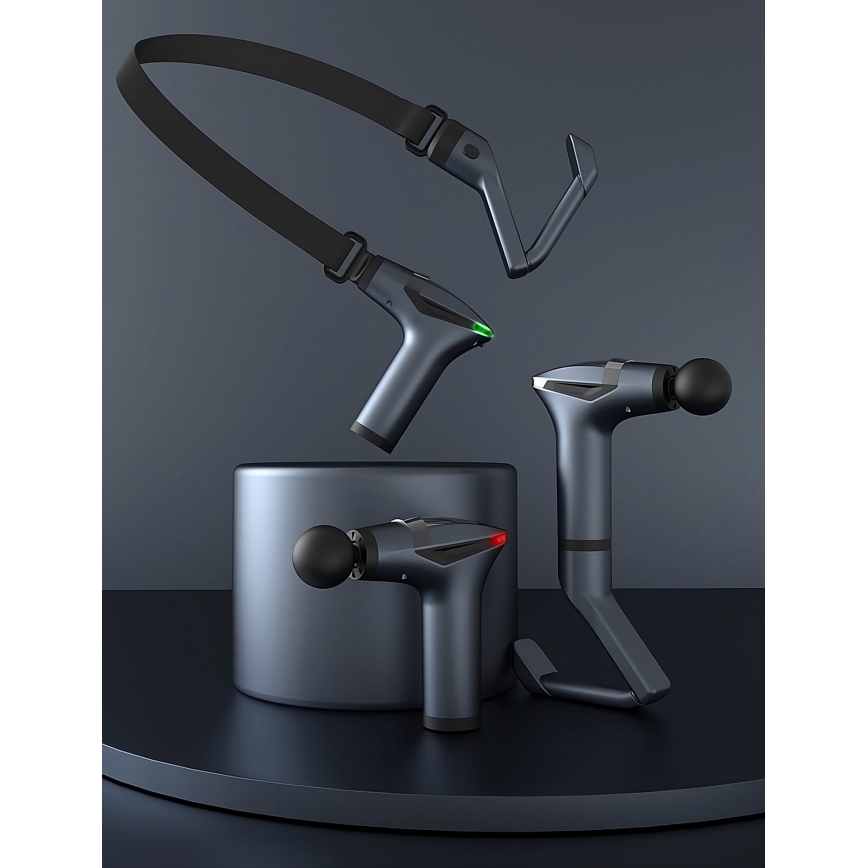 Wiederaufladbare Massagepistole mit 4 Köpfen und Riemen 25W/5V 1500 mAh