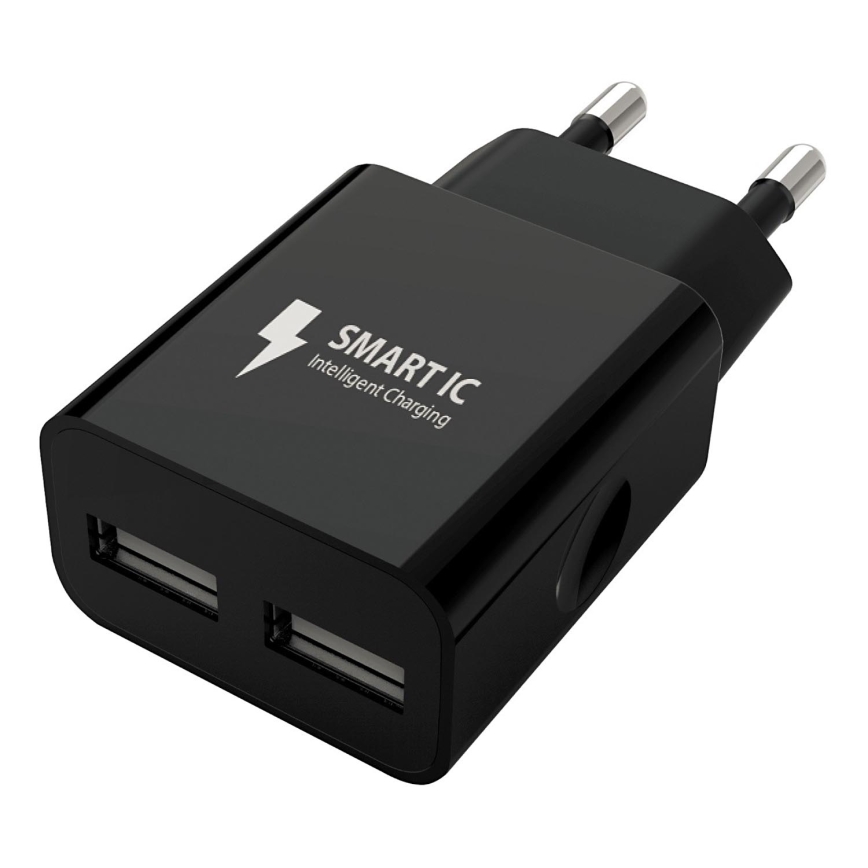 Winner Group - Adattatore di ricarica 2xUSB-A 12W nero