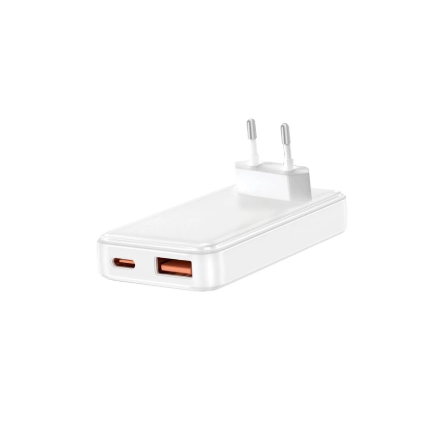 Winner Group - Adattatore di ricarica GaN 1xUSB-A + 1xUSB-C 30W bianco