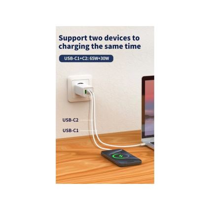 Winner Group - Adattatore di ricarica GaN 1xUSB-A + 2xUSB-C 100W bianco