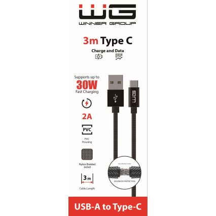Winner Group - Câble USB USB-C / USB-A 30 W 3 m noir