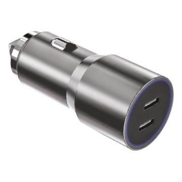 Winner Group - Caricabatterie da auto 2xUSB-C Power Delivery 60W argento