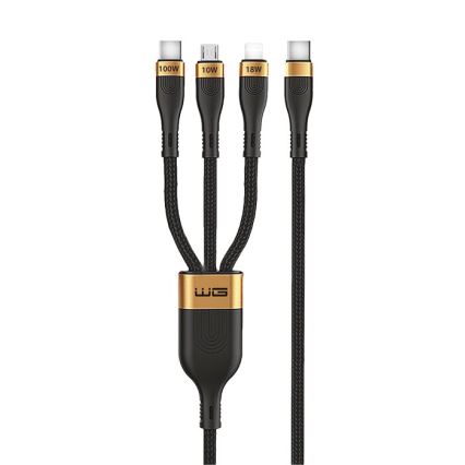 Winner Group - Cavo USB 3in1 USB-C / Lightning, USB-C e Micro USB 100W 1,5 m nero