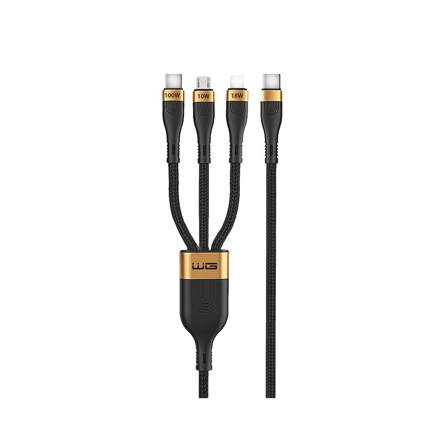 Winner Group -Cavo USB 3in1 USB-C / Lightning, USB-C e Micro USB 100W 1,5m nero