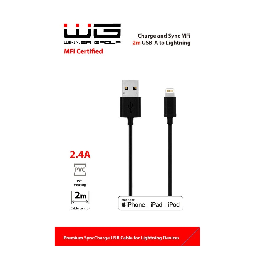 Winner Group - Cavo USB MFI Lightning / USB-A 2m nero
