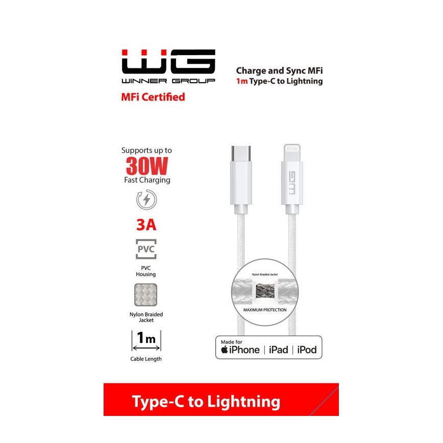 Winner Group - Cavo USB MFI Lightning / USB-C 1m bianco
