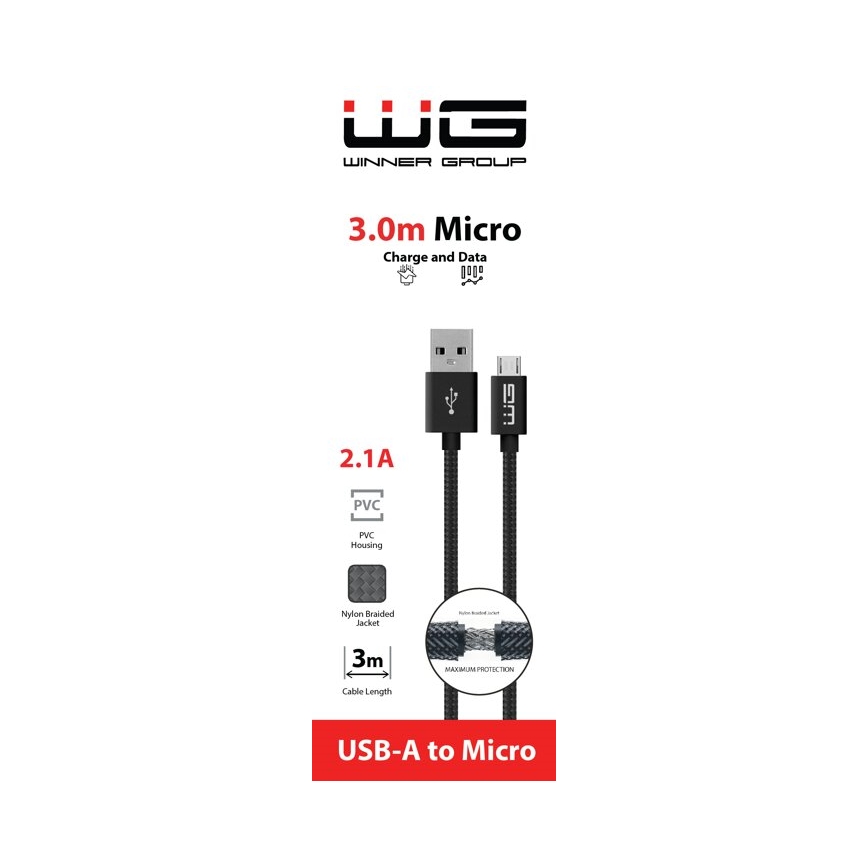 Winner Group - Cavo USB Micro USB / USB-A 3m nero