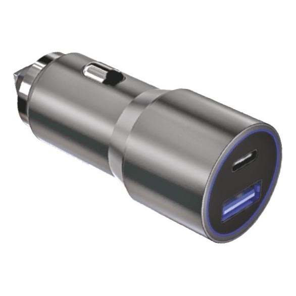 Winner Group - Chargeur pour voiture 1xUSB-C + 1xUSB-A Power Delivery 58,5W argent