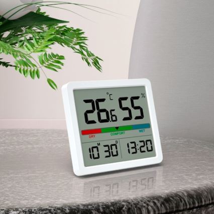 Winner Group - Digitales Thermometer mit LCD-Anzeige und Luftfeuchtigkeitsmesser 2xCR2032 weiß