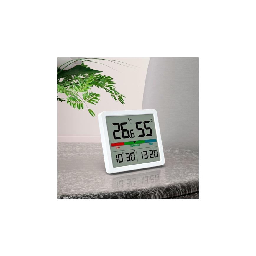 Winner Group - Digitales Thermometer mit LCD-Anzeige und Luftfeuchtigkeitsmesser 2xCR2032 weiß