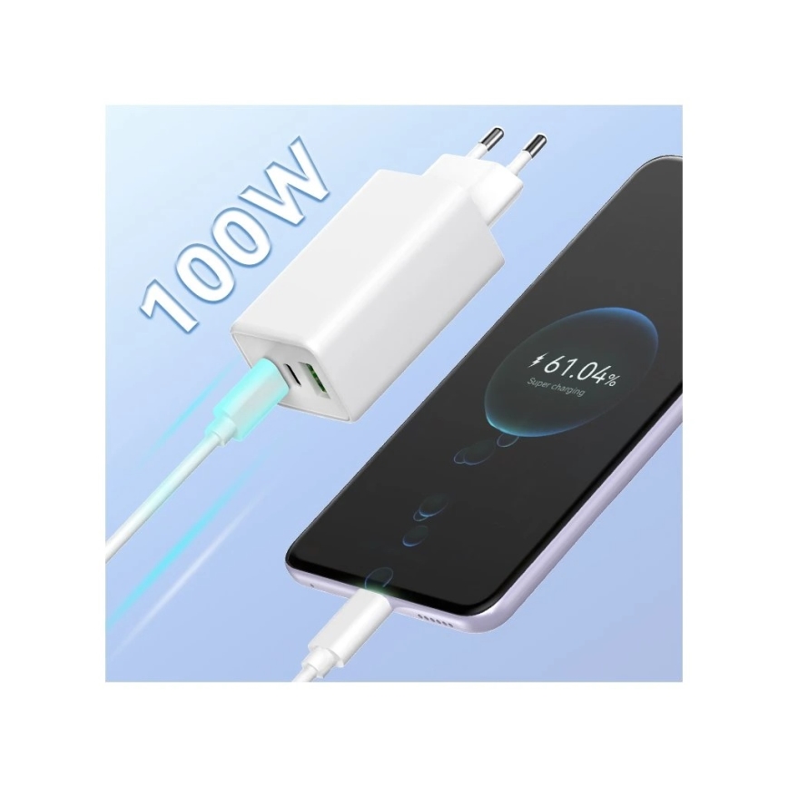 Winner Group - GaN-Ladeadapter 1xUSB-A + 2xUSB-C 100W weiß