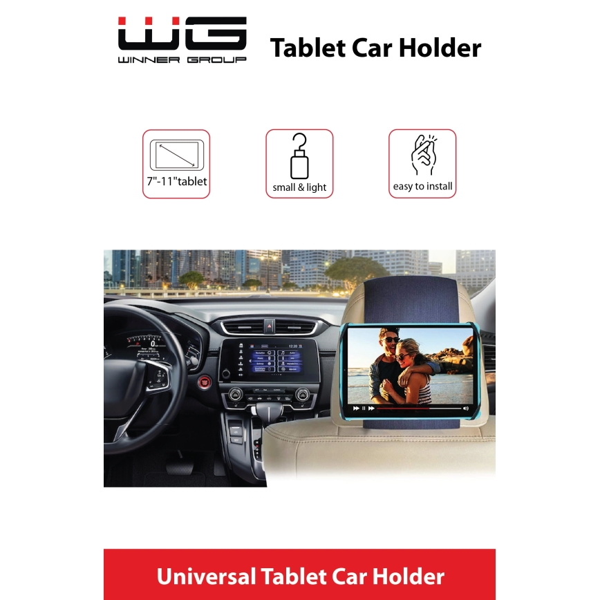 Winner Group - Porta tablet in velcro per auto nero