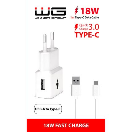 Winner Group- Schnellladeadapter 1xUSB-A PD 18W + USB-Kabel USB-C / USB-A 1m
