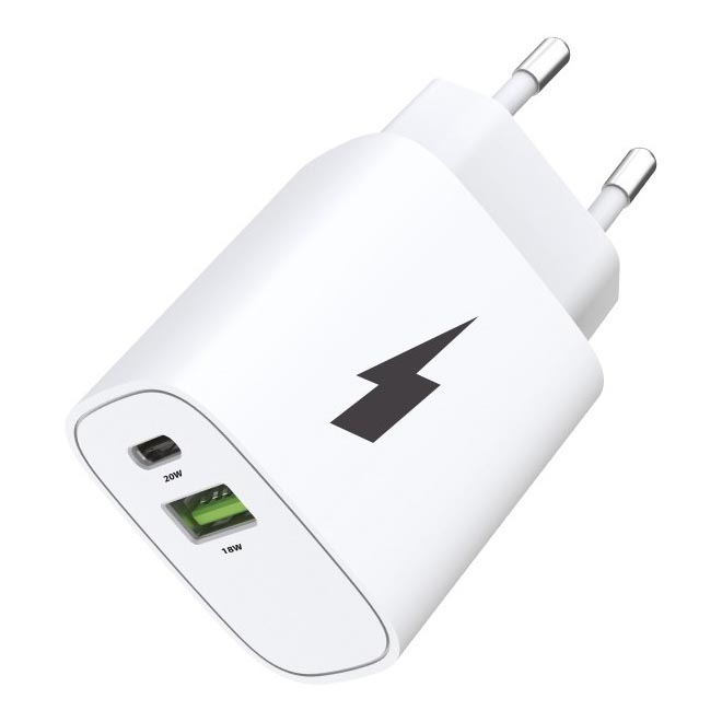 Winner Group - Schnellladeadapter 1xUSB-C + 1xUSB-A Power Delivery 20W weiß