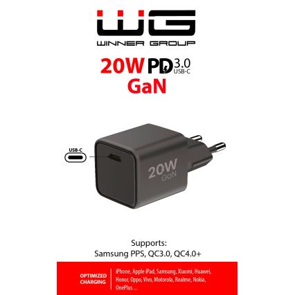 Winner Group - Schnellladeadapter 1xUSB-C Power Delivery 20W schwarz