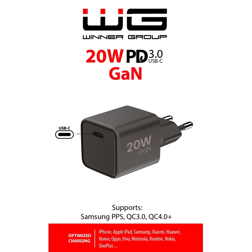 Winner Group - Schnellladeadapter 1xUSB-C Power Delivery 20W schwarz