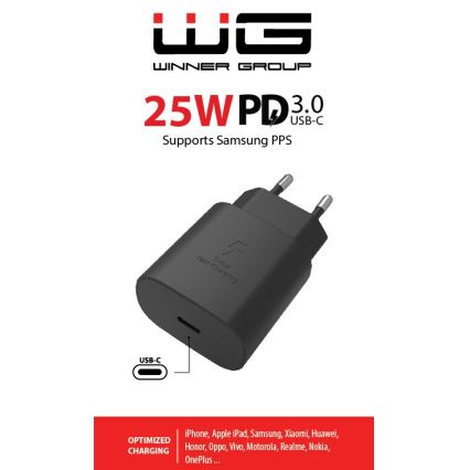 Winner Group - Schnellladeadapter 1xUSB-C Power Delivery 25W schwarz