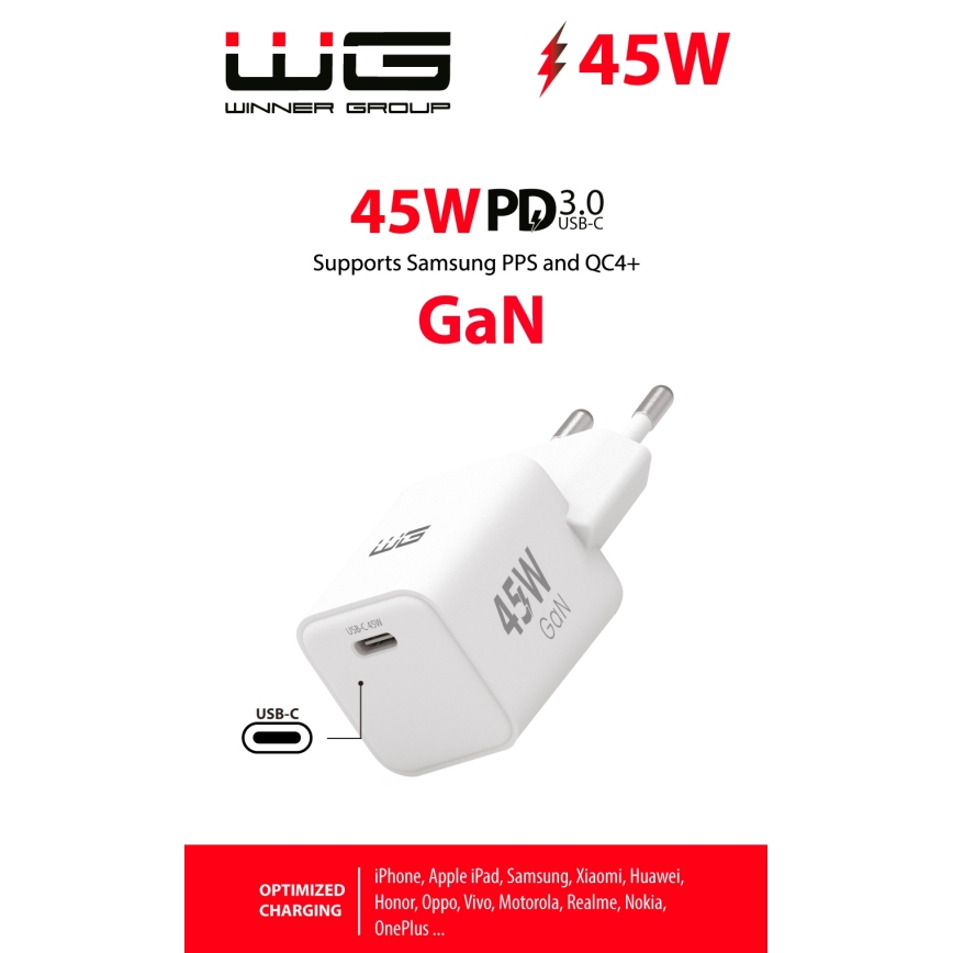 Winner Group - Schnellladeadapter 1xUSB-C Power Delivery 45W weiß