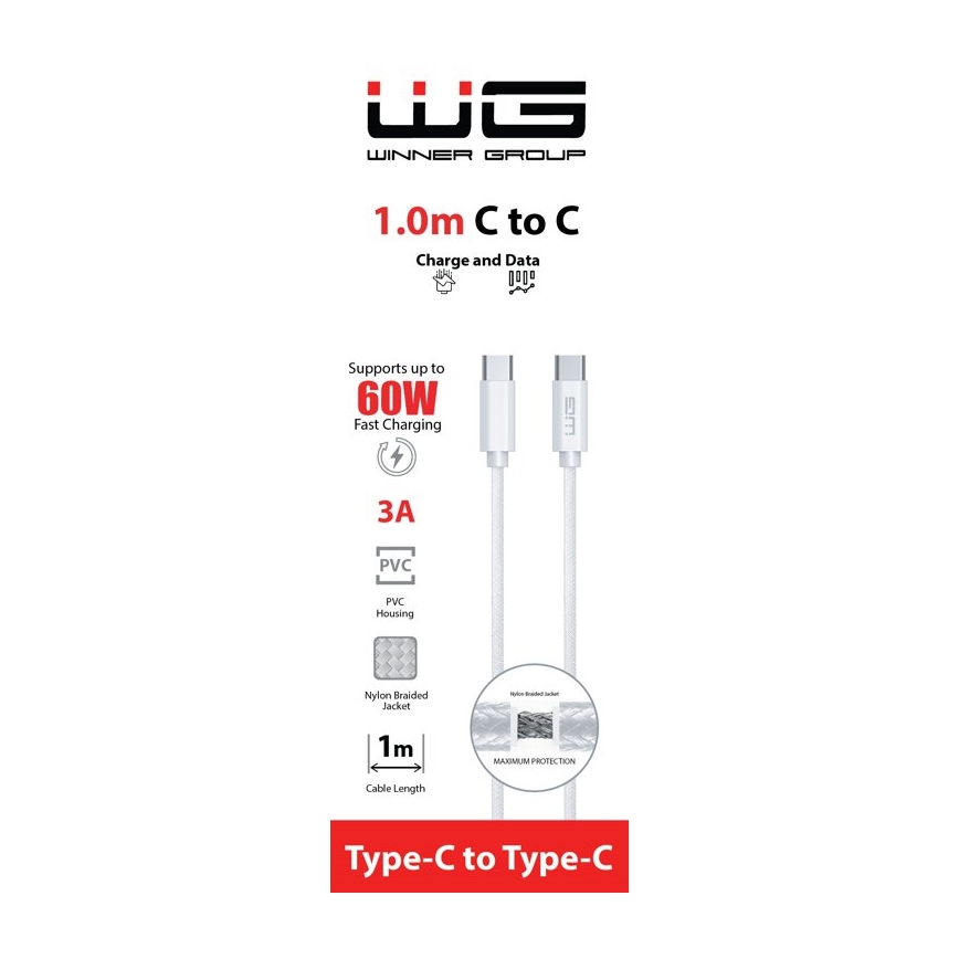 Winner Group - USB-Kabel USB-C / USB-C 60W 1m weiß