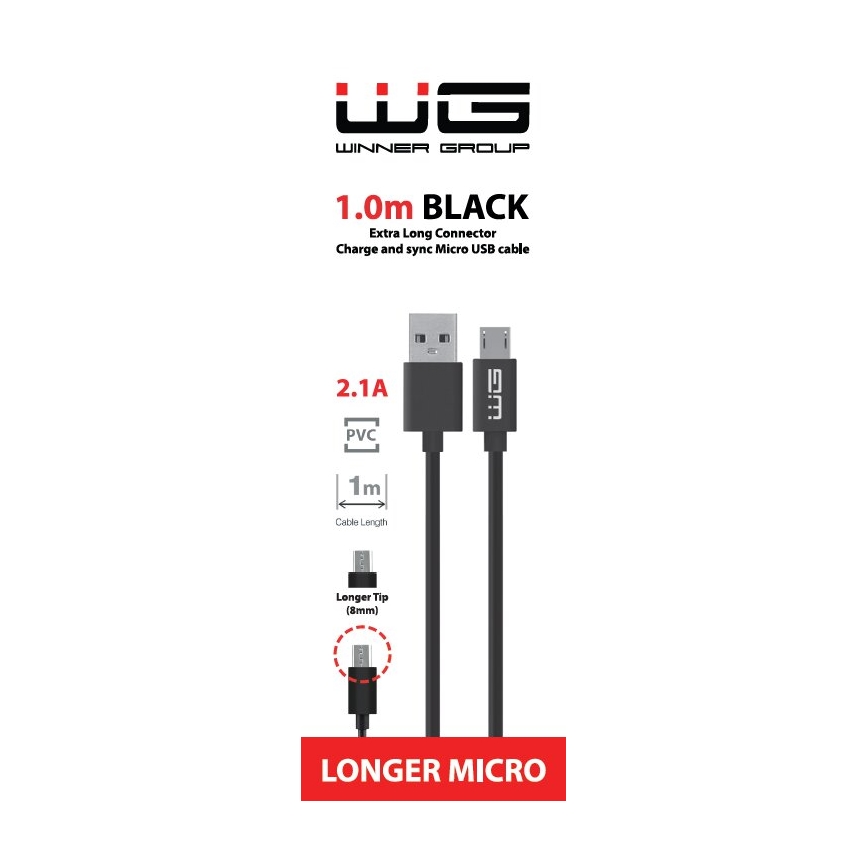 Winner Group - USB-Kabel (Verlängerung) Micro USB / USB-A 1m schwarz
