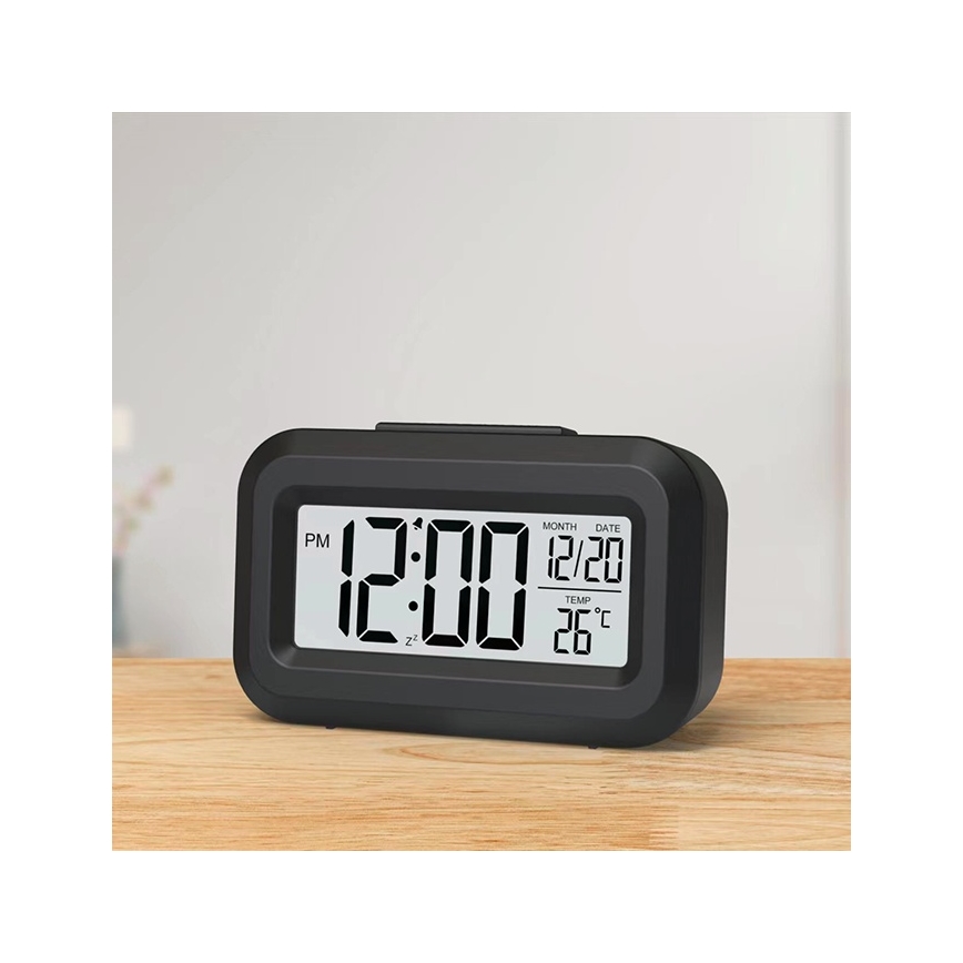 Winner Group - Wecker mit LCD-Anzeige und Thermometer 2xAAA schwarz