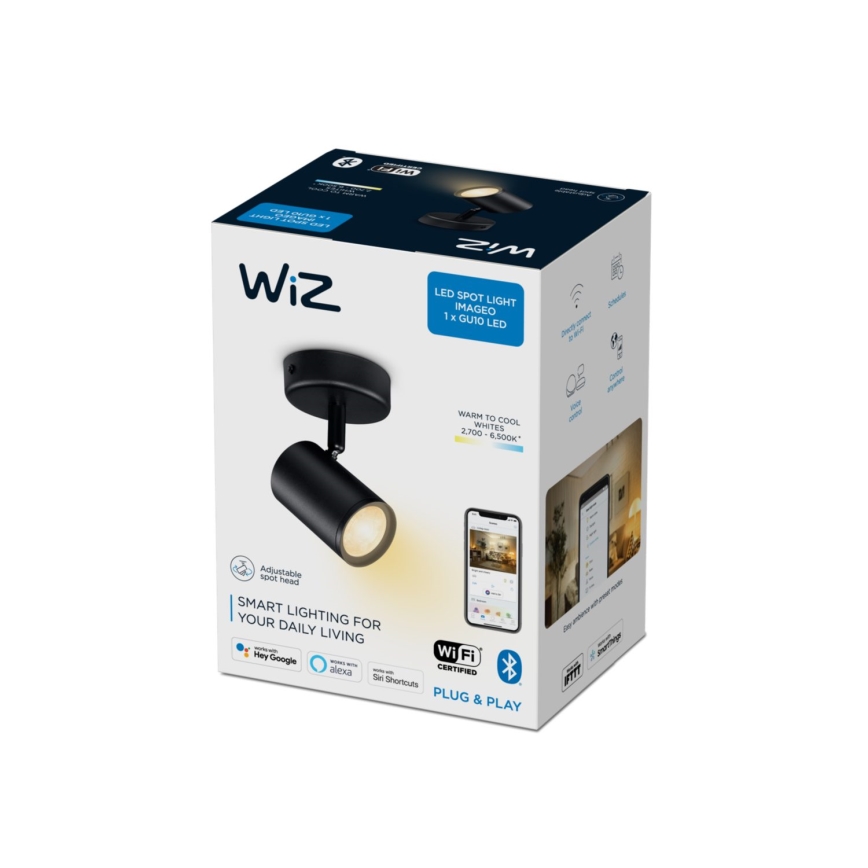 WiZ - Faretto LED dimmerabile IMAGEO 1xGU10/4,9W/230V 2700-6500K CRI 90 Wi-Fi nero