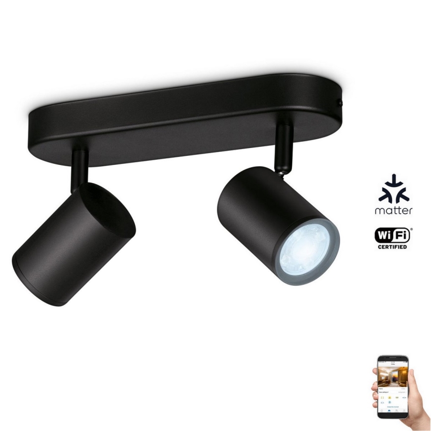 WiZ - Faretto LED dimmerabile IMAGEO 2xGU10/4,9W/230V 2700-6500K Wi-Fi CRI 90 nero
