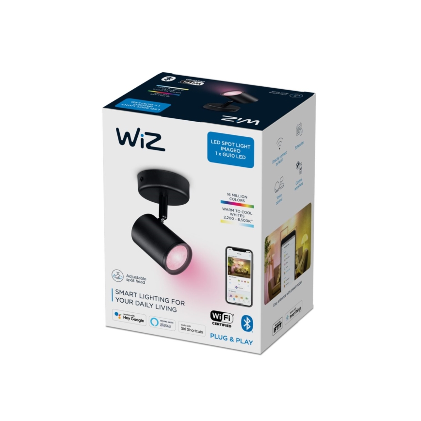 WiZ - Faretto LED RGBW Dimmerabile IMAGEO 1xGU10/4,9W/230V CRI 90 Wi-Fi nero