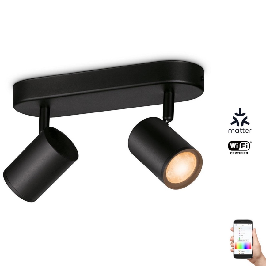 WiZ - Faretto LED RGBW Dimmerabile IMAGEO 2xGU10/4,9W/230V 2200-6500K Wi-Fi CRI 90 nero