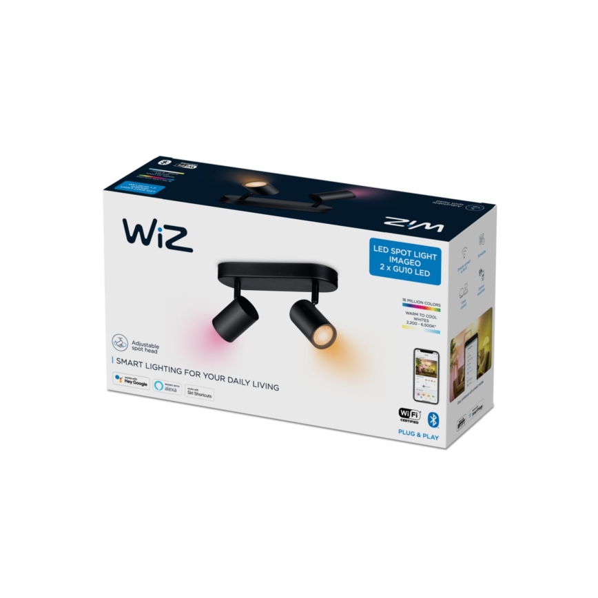 WiZ - Faretto LED RGBW Dimmerabile IMAGEO 2xGU10/4,9W/230V 2200-6500K Wi-Fi CRI 90 nero