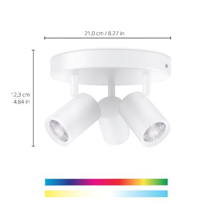 WiZ - Faretto LED RGBW Dimmerabile IMAGEO 3xGU10/4,9W/230V 2200-6500K Wi-Fi CRI 90 bianco