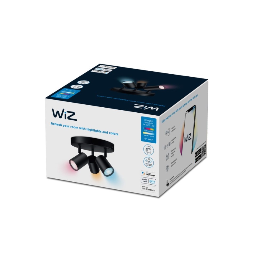 WiZ - Faretto LED RGBW Dimmerabile IMAGEO 3xGU10/4,9W/230V 2200-6500K Wi-Fi CRI 90 nero