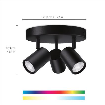 WiZ - Faretto LED RGBW Dimmerabile IMAGEO 3xGU10/4,9W/230V 2200-6500K Wi-Fi CRI 90 nero