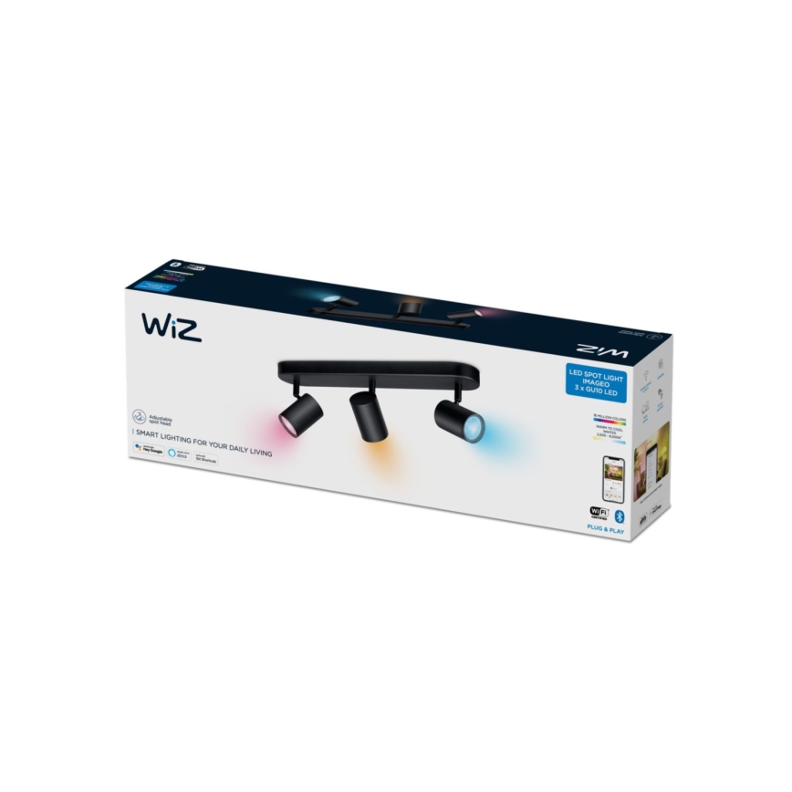 WiZ - Faretto LED RGBW Dimmerabile IMAGEO 3xGU10/4,9W/230V 2200-6500K Wi-Fi CRI 90 nero