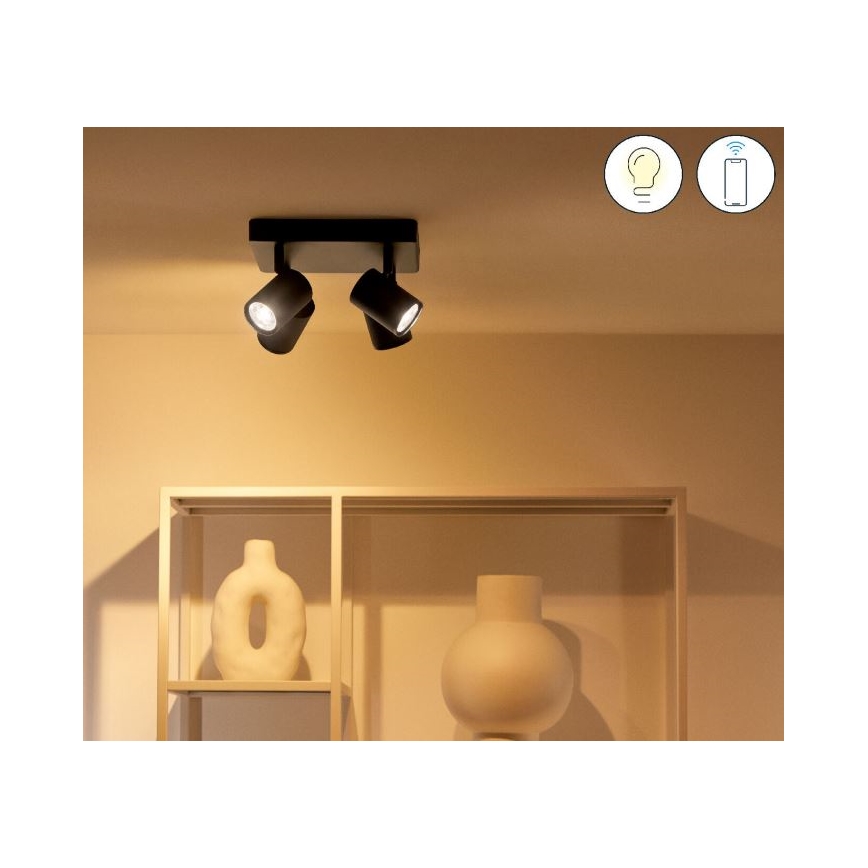 WiZ - Faretto LED RGBW Dimmerabile IMAGEO 4xGU10/4,9W/230V 2200-6500K Wi-Fi CRI 90 nero