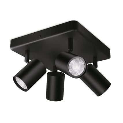 WiZ - Faretto LED RGBW Dimmerabile IMAGEO 4xGU10/4,9W/230V 2200-6500K Wi-Fi CRI 90 nero
