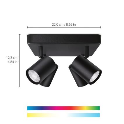WiZ - Faretto LED RGBW Dimmerabile IMAGEO 4xGU10/4,9W/230V 2200-6500K Wi-Fi CRI 90 nero