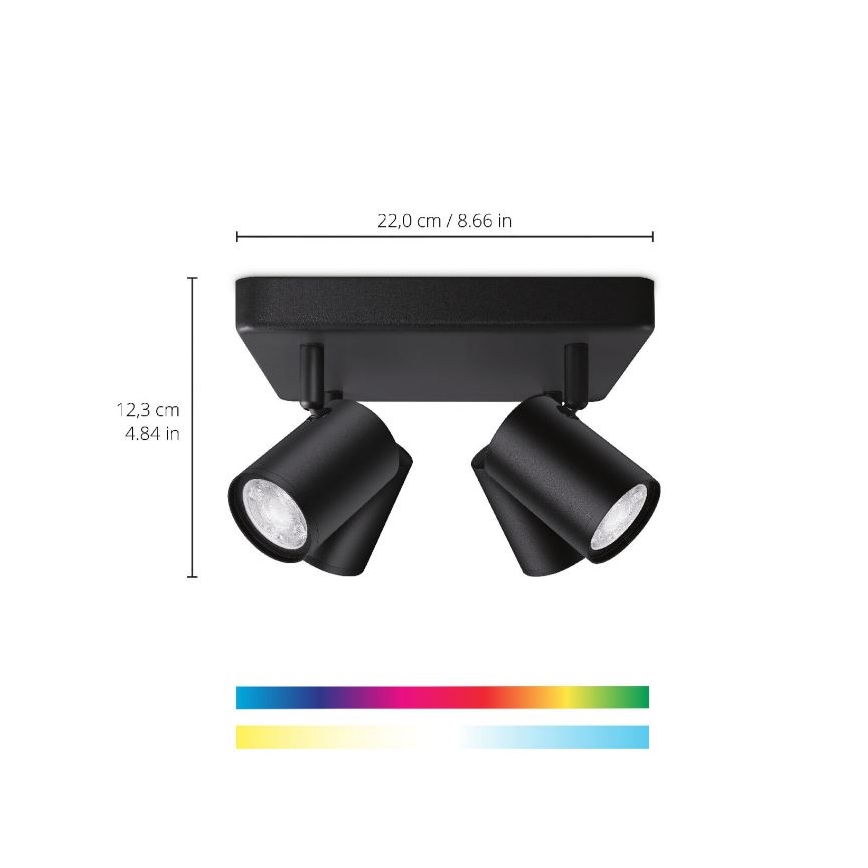 WiZ - Faretto LED RGBW Dimmerabile IMAGEO 4xGU10/4,9W/230V 2200-6500K Wi-Fi CRI 90 nero