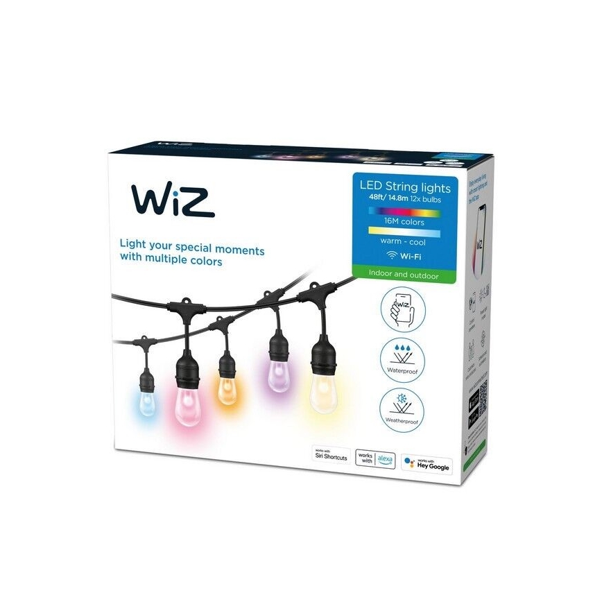 WiZ - Guirlande extérieure LED RVBW à intensité variable 12xLED 14,4m IP65 2700-5000K Wi-Fi