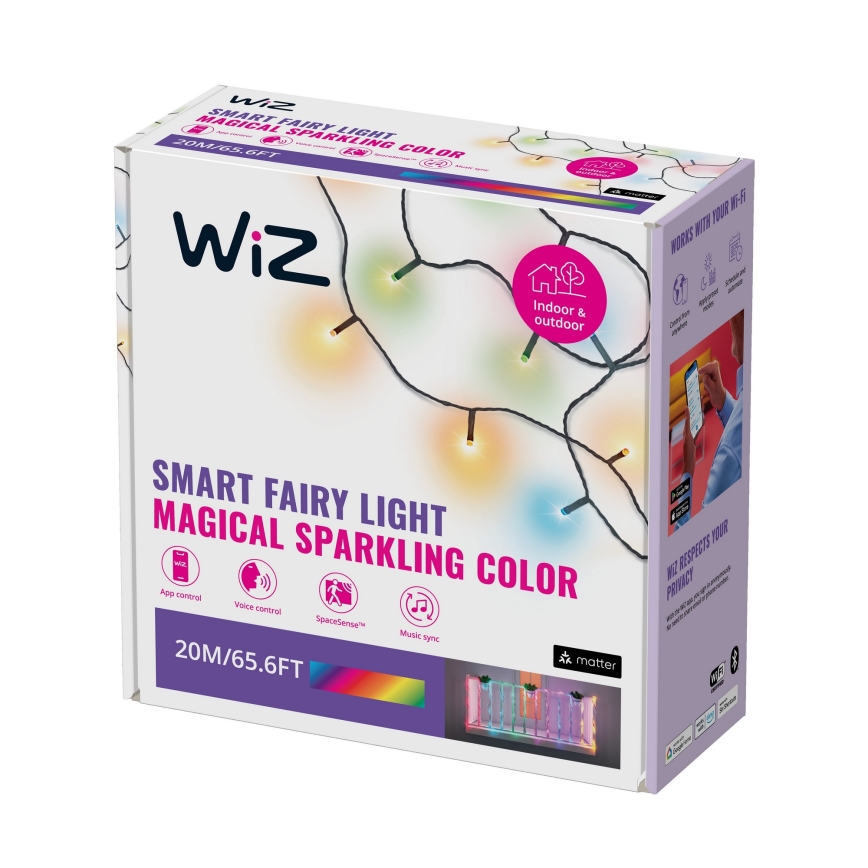 WiZ - Guirlande extérieure RGBW à intensité variable 160xLED 20m IP44 2700-5000K Wi-Fi