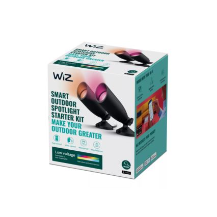 WiZ -LOT 2x Luminaire d'extérieur RGBW Intensité variable SPOT LED/10W/230V 2700-5000K IP65 Wi-Fi