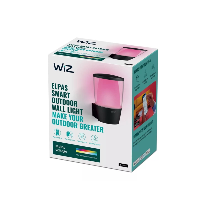 WiZ - Luminaire d'extérieur RGBW à intensité variable ELPAS LED/8,5W/230V 2700–5000K IP44 Wi-Fi