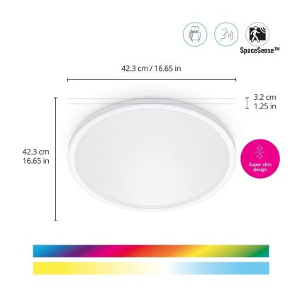 WiZ - Plafonnier à intensité variable LED RVB SUPERSLIM LED/22W/230V 2700-6500K Wi-Fi blanc